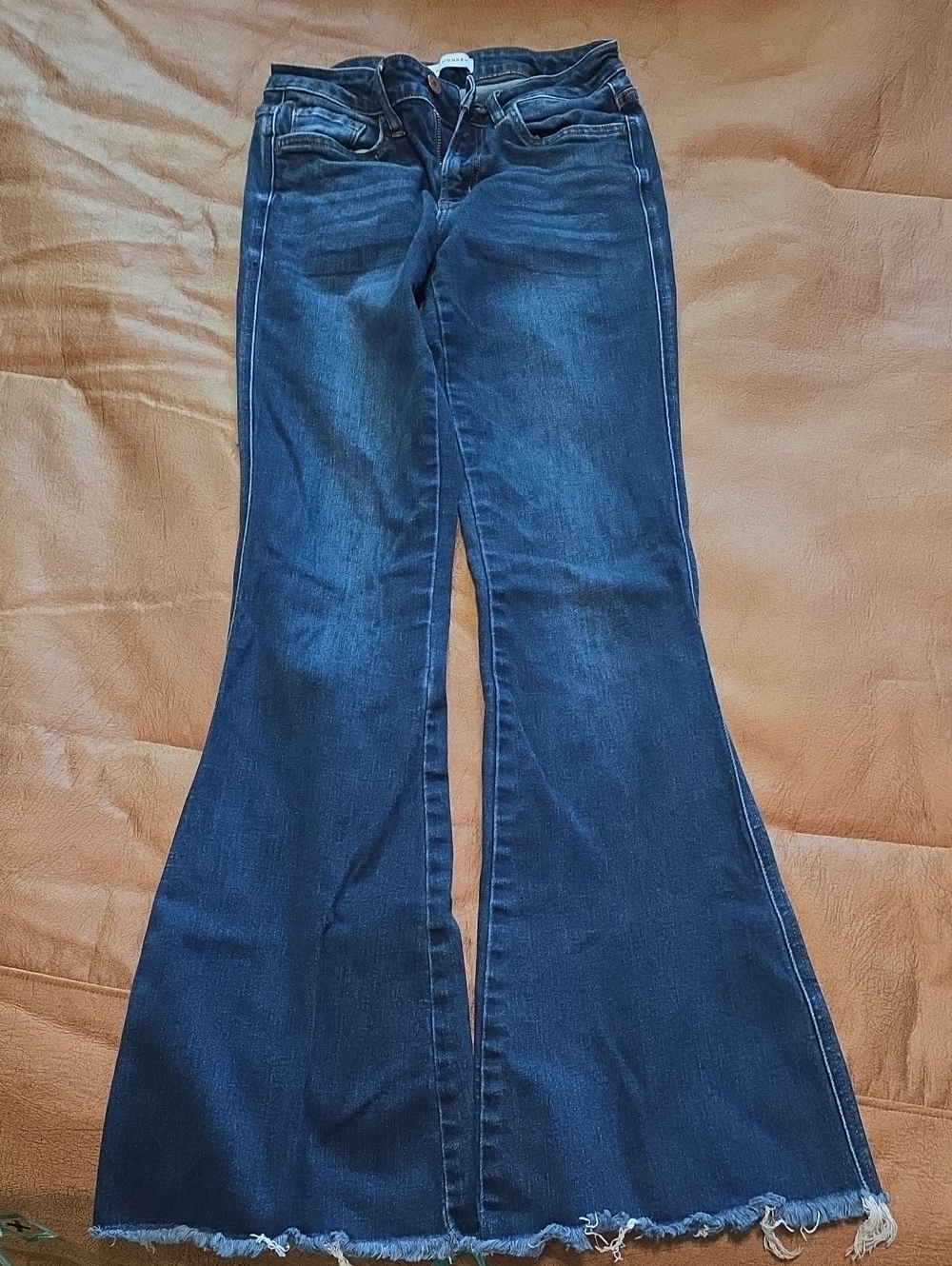 Flying Monkey Dark Blue Flare Jeans with Raw Hem